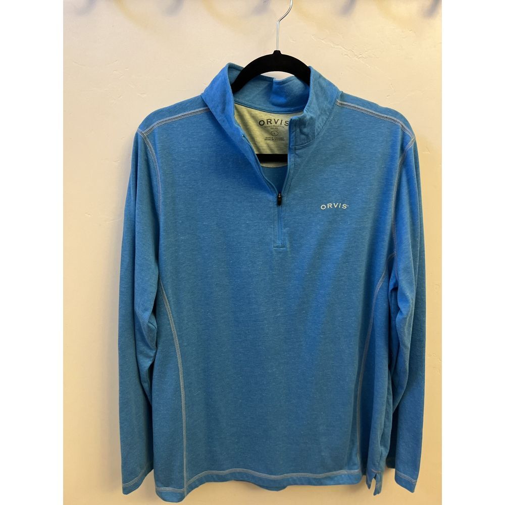 Orvis‎ Long Sleeve 1/4 Zip Outdoor Shirt Men's Blue, Turquoise Shirt Large